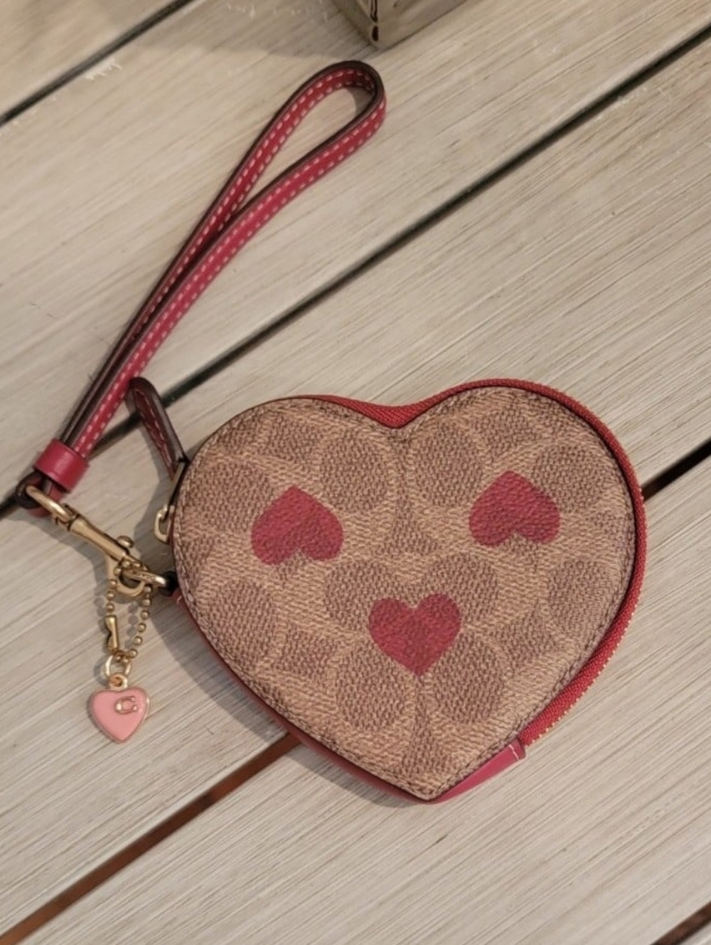 Coach Heart Shaped Mini Wristlet